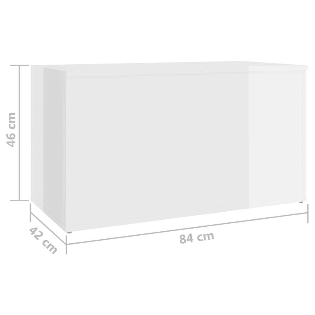 Magasfényű fehér forgácslap tárolóláda 84 x 42 x 46 cm Magasfényű fehér forgácslap tárolóláda 84 x 42 x 46 cm