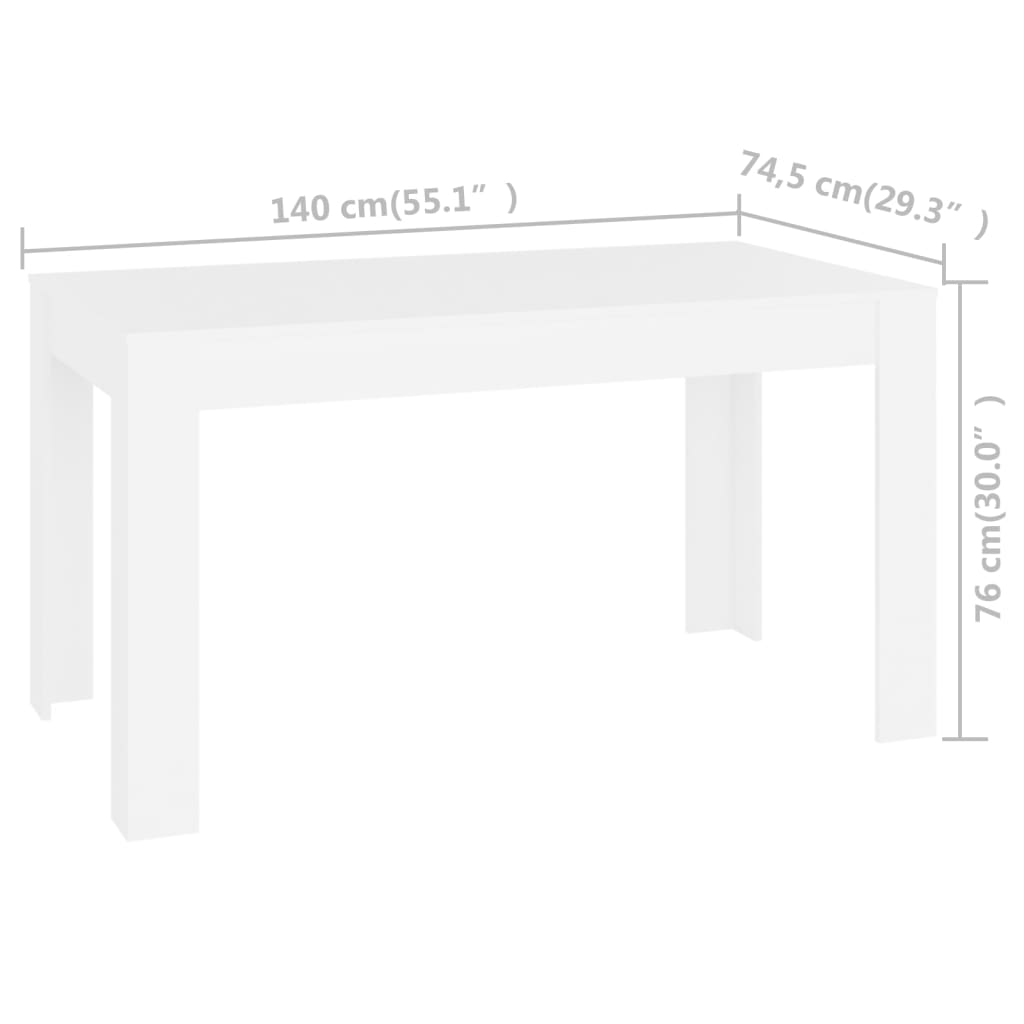 Fehér forgácslap étkezőasztal 140 x 74,5 x 76 cm Fehér forgácslap étkezőasztal 140 x 74,5 x 76 cm