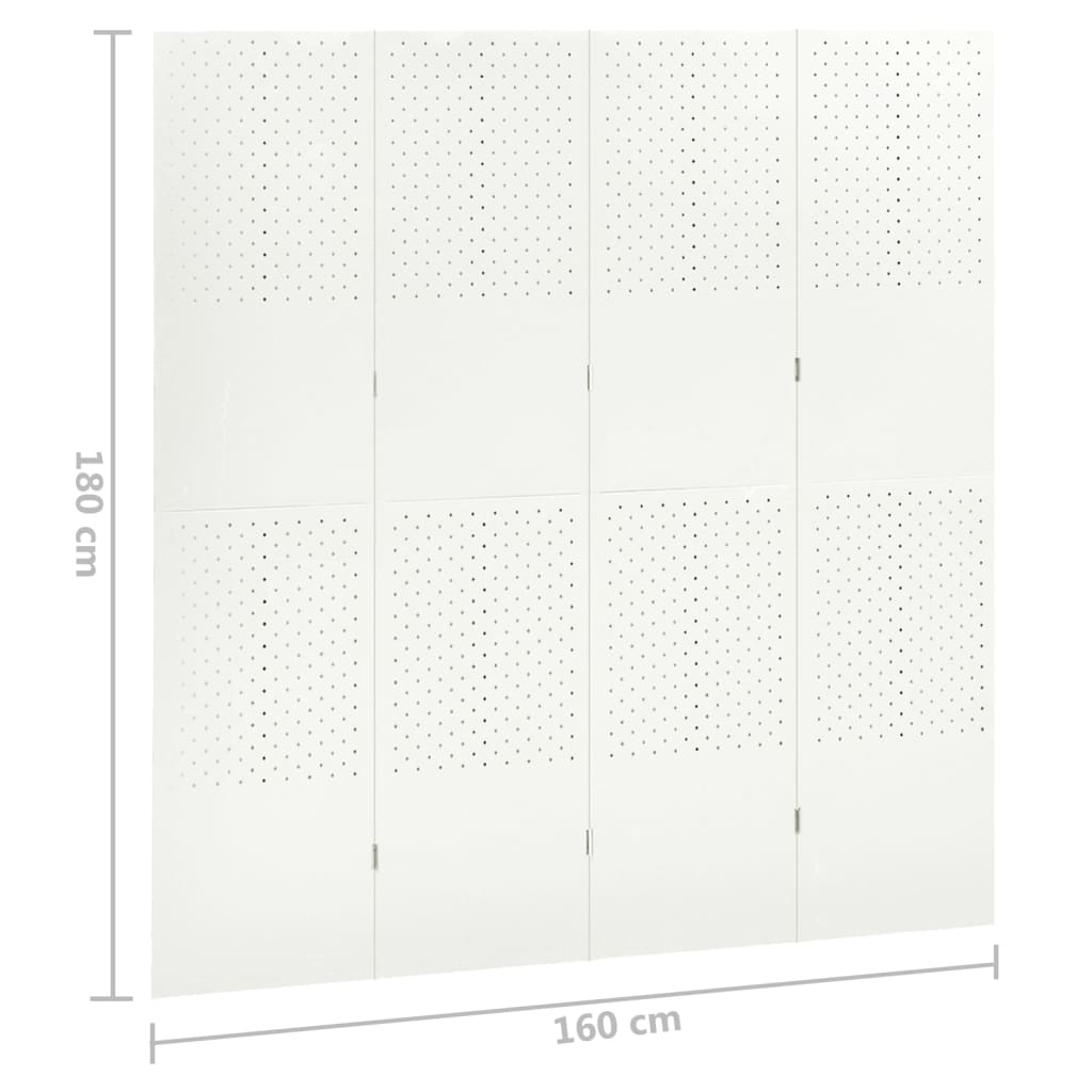 Fehér acél 4-paneles térelválasztó  160 x 180 cm