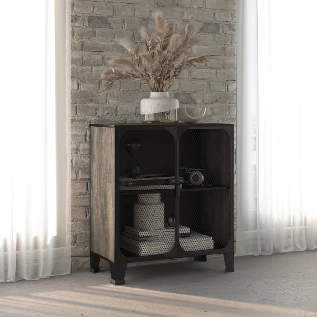 Szürke fém és mdf tárolószekrény 72 x 36 x 82 cm