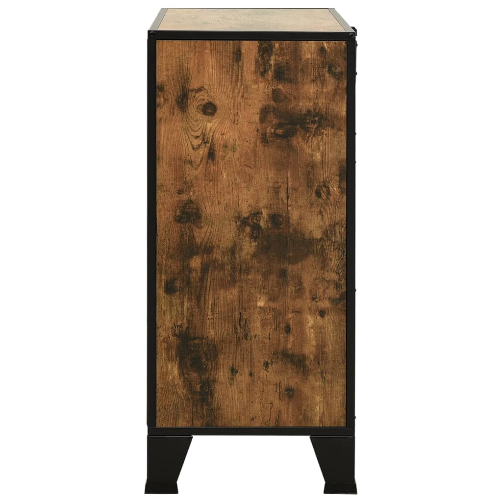 Rusztikus barna fém és mdf tárolószekrény 72 x 36 x 82 cm