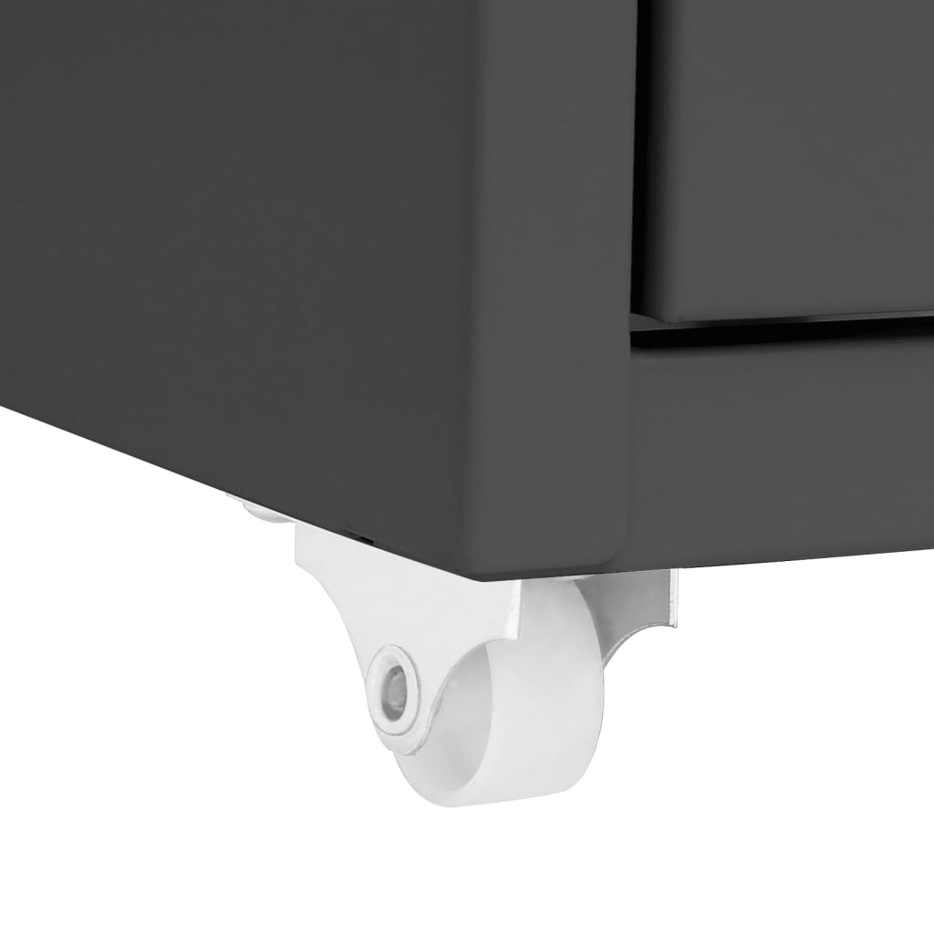 Antracitszürke fém mobil iratszekrény 28 x 41 x 109 cm