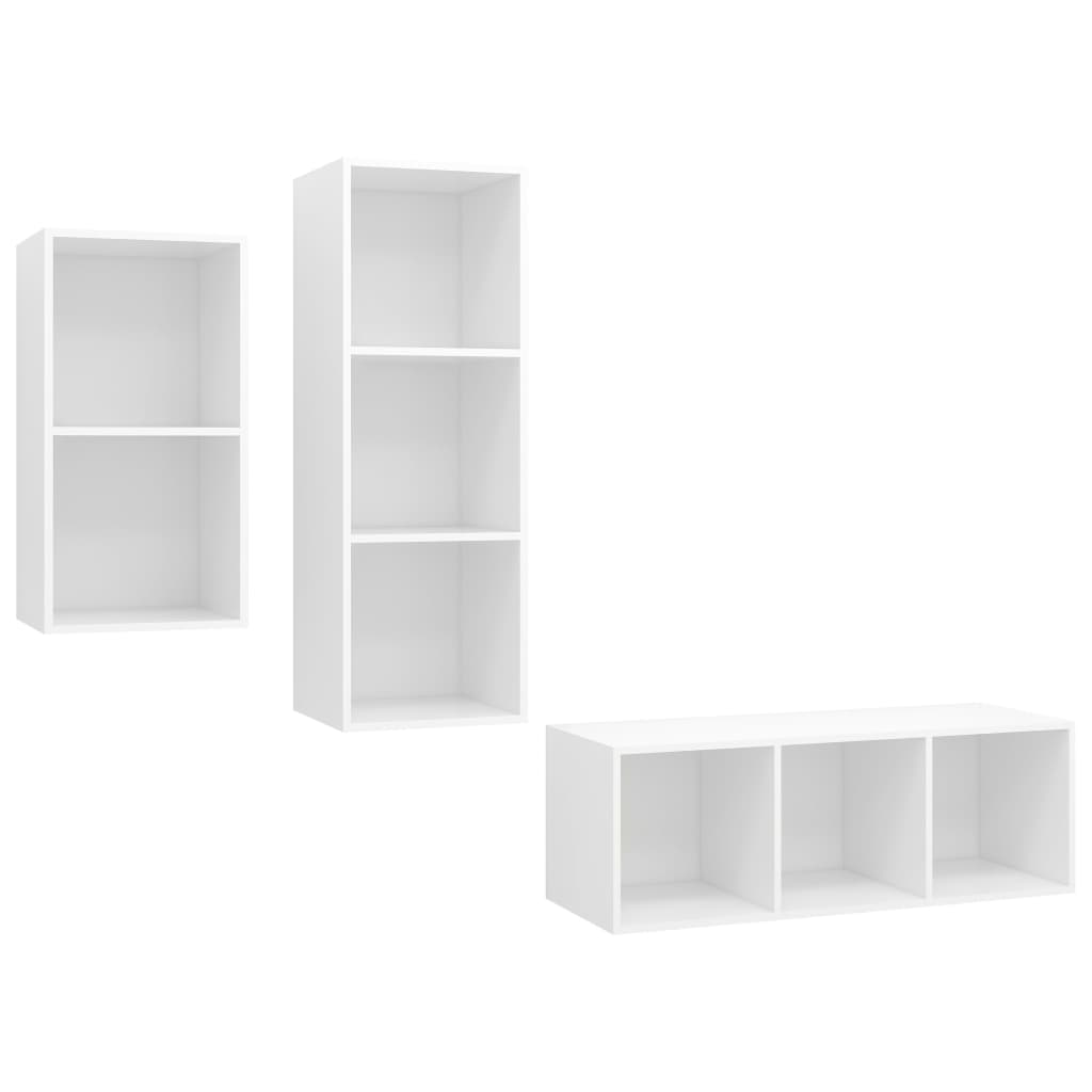 3 részes fehér forgácslap tv-szekrény