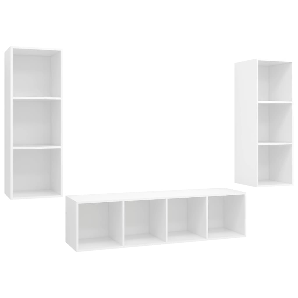 3 részes fehér forgácslap tv-szekrény szett 3 részes fehér forgácslap tv-szekrény szett