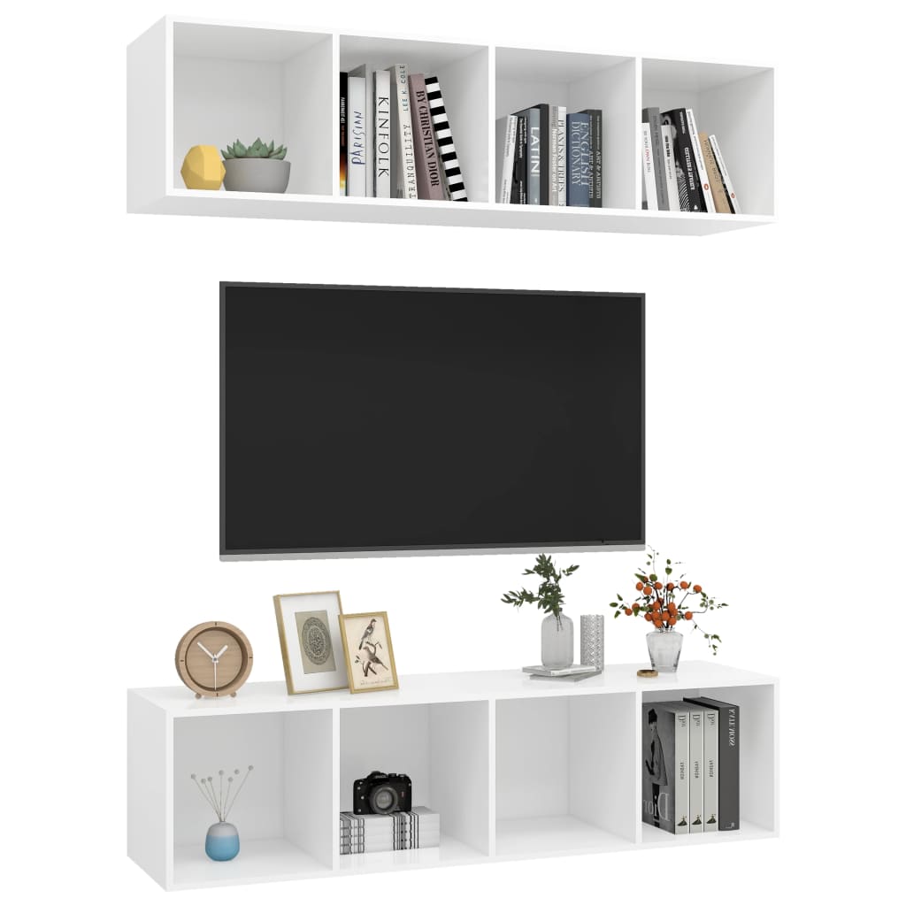 2 db fehér forgácslap falra szerelhető tv-szekrény 2 db fehér forgácslap falra szerelhető tv-szekrény