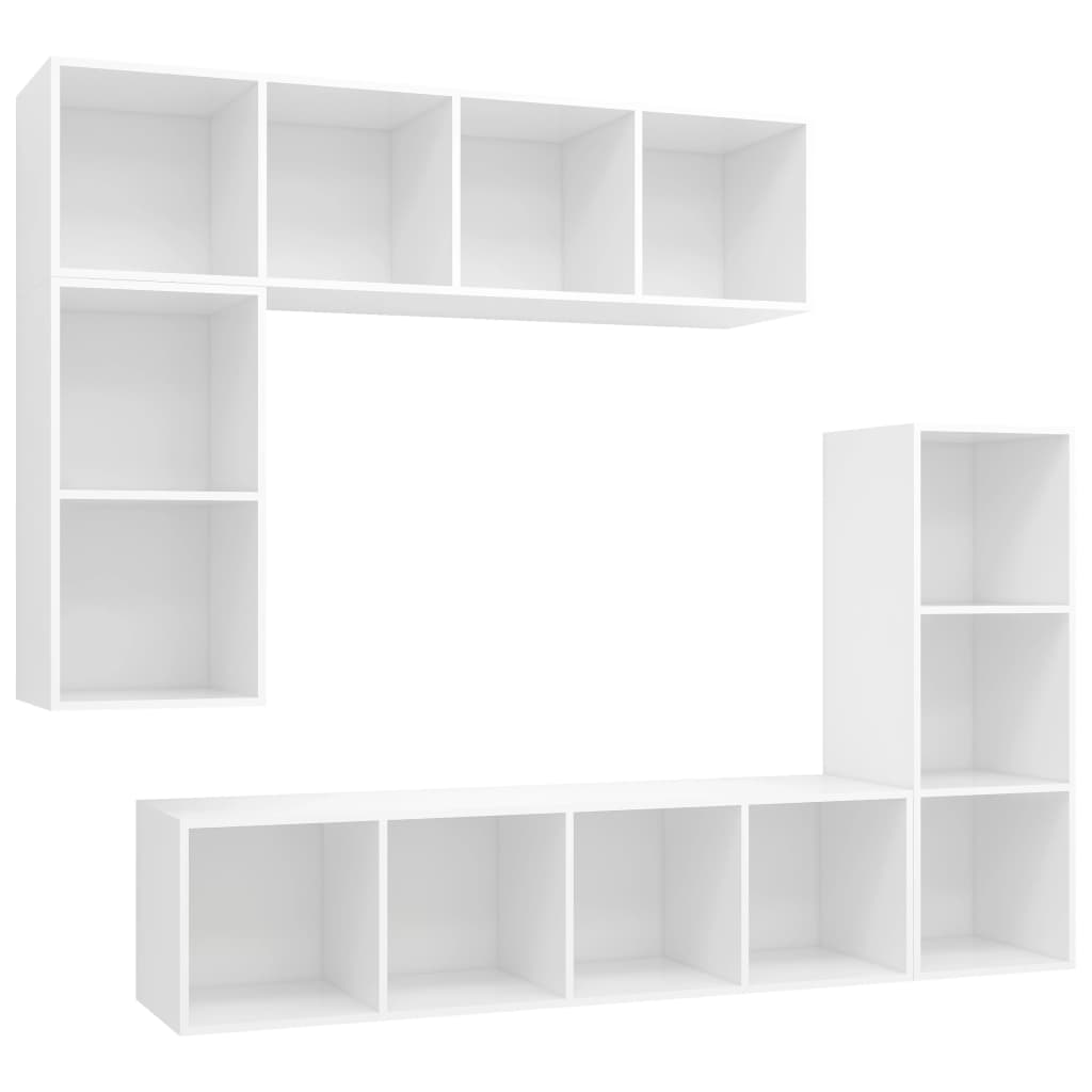 4 részes fehér forgácslap tv-szekrény szett 4 részes fehér forgácslap tv-szekrény szett