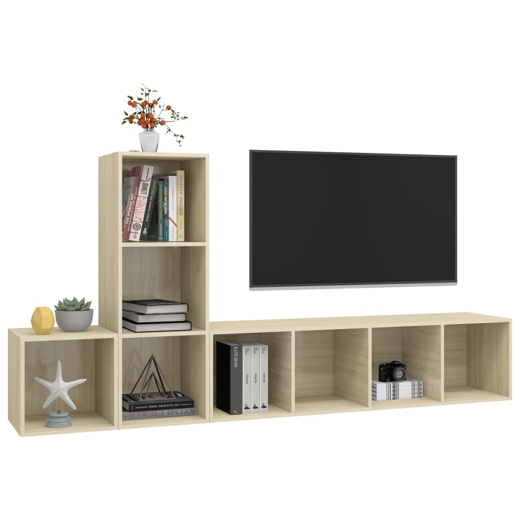 3 részes tölgyszínű forgácslap tv-szekrény szett 3 részes tölgyszínű forgácslap tv-szekrény szett