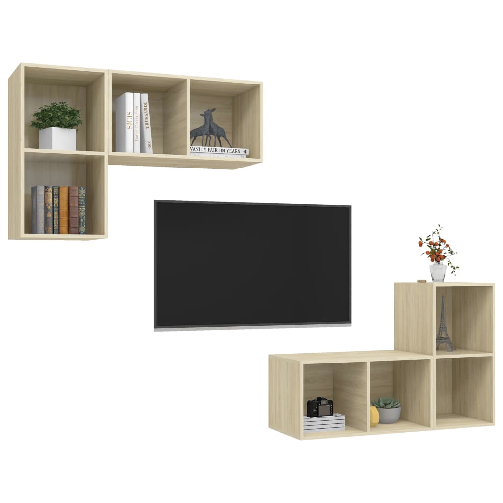 4 db tölgyszínű forgácslap falra szerelhető tv-szekrény 4 db tölgyszínű forgácslap falra szerelhető tv-szekrény