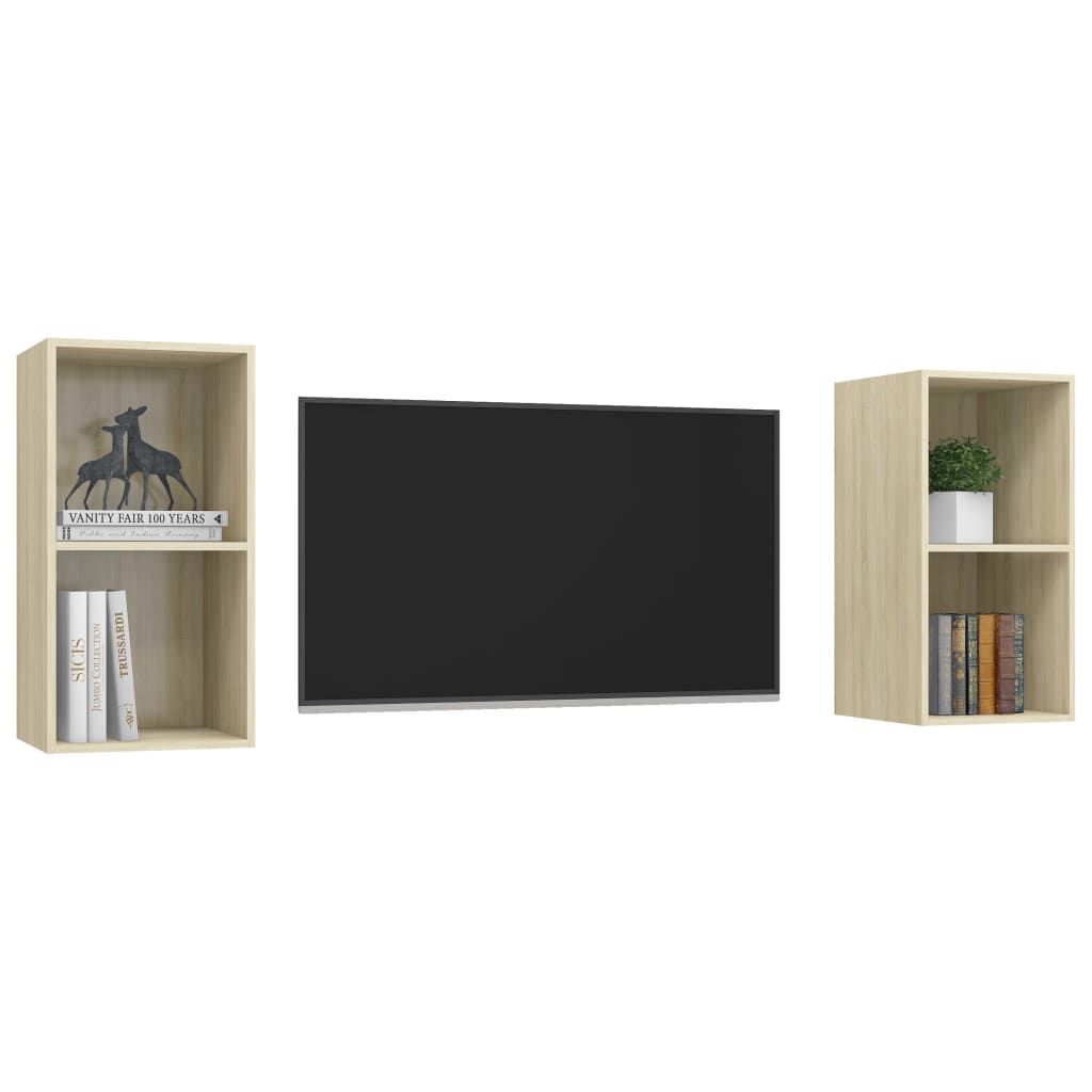 2 db tölgyszínű forgácslap falra szerelhető tv-szekrény 2 db tölgyszínű forgácslap falra szerelhető tv-szekrény