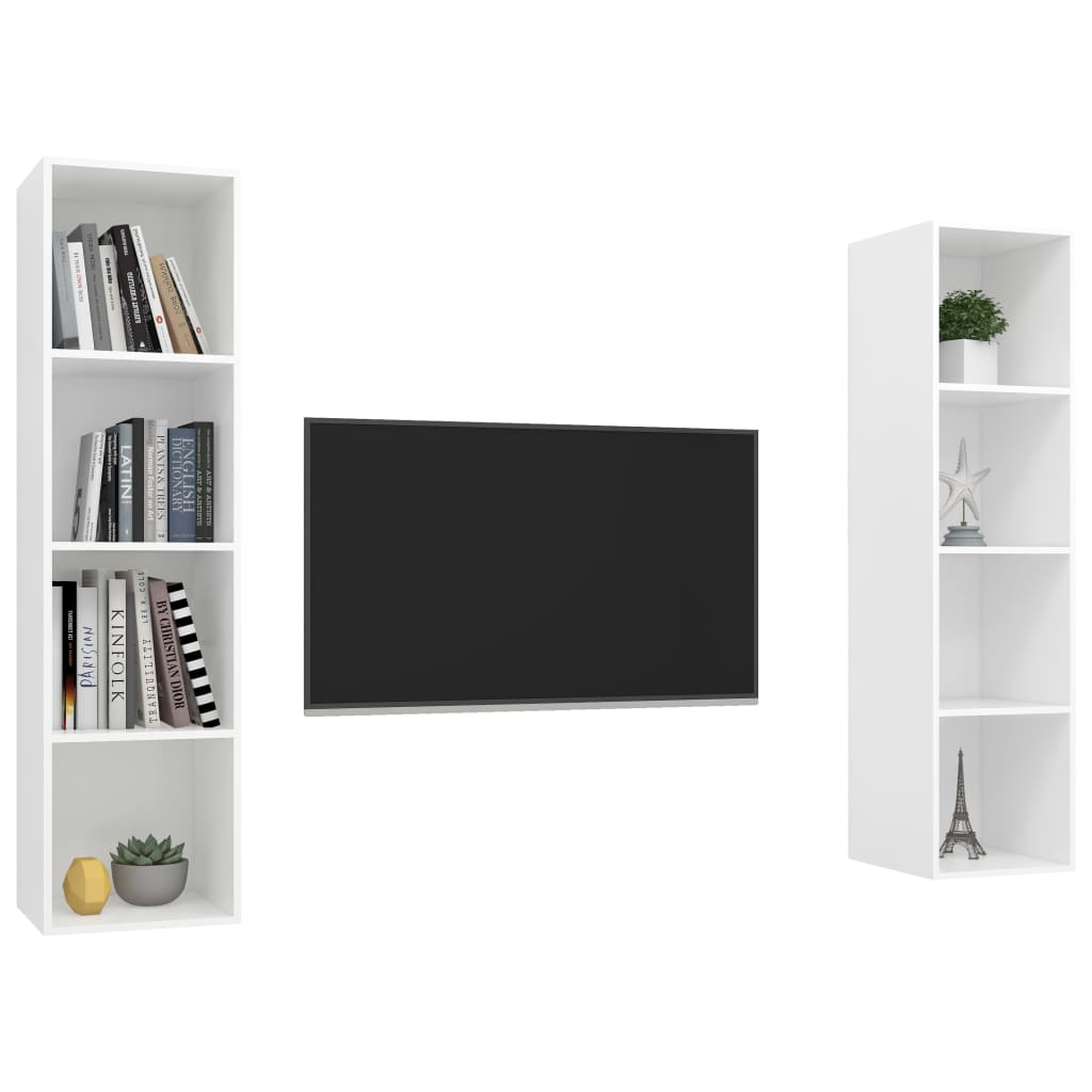 2 db fehér forgácslap falra szerelhető tv-szekrény 2 db fehér forgácslap falra szerelhető tv-szekrény