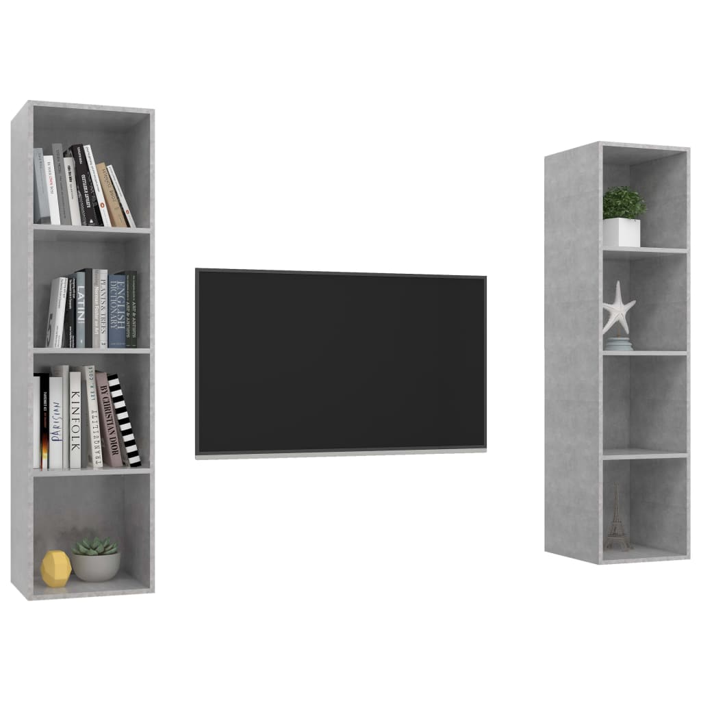 2 db betonszürke forgácslap falra szerelhető tv-szekrény 2 db betonszürke forgácslap falra szerelhető tv-szekrény