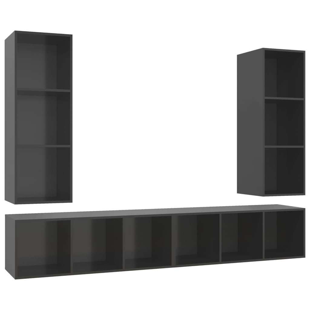 4 db magasfényű szürke forgácslap fali tv-szekrény 4 db magasfényű szürke forgácslap fali tv-szekrény