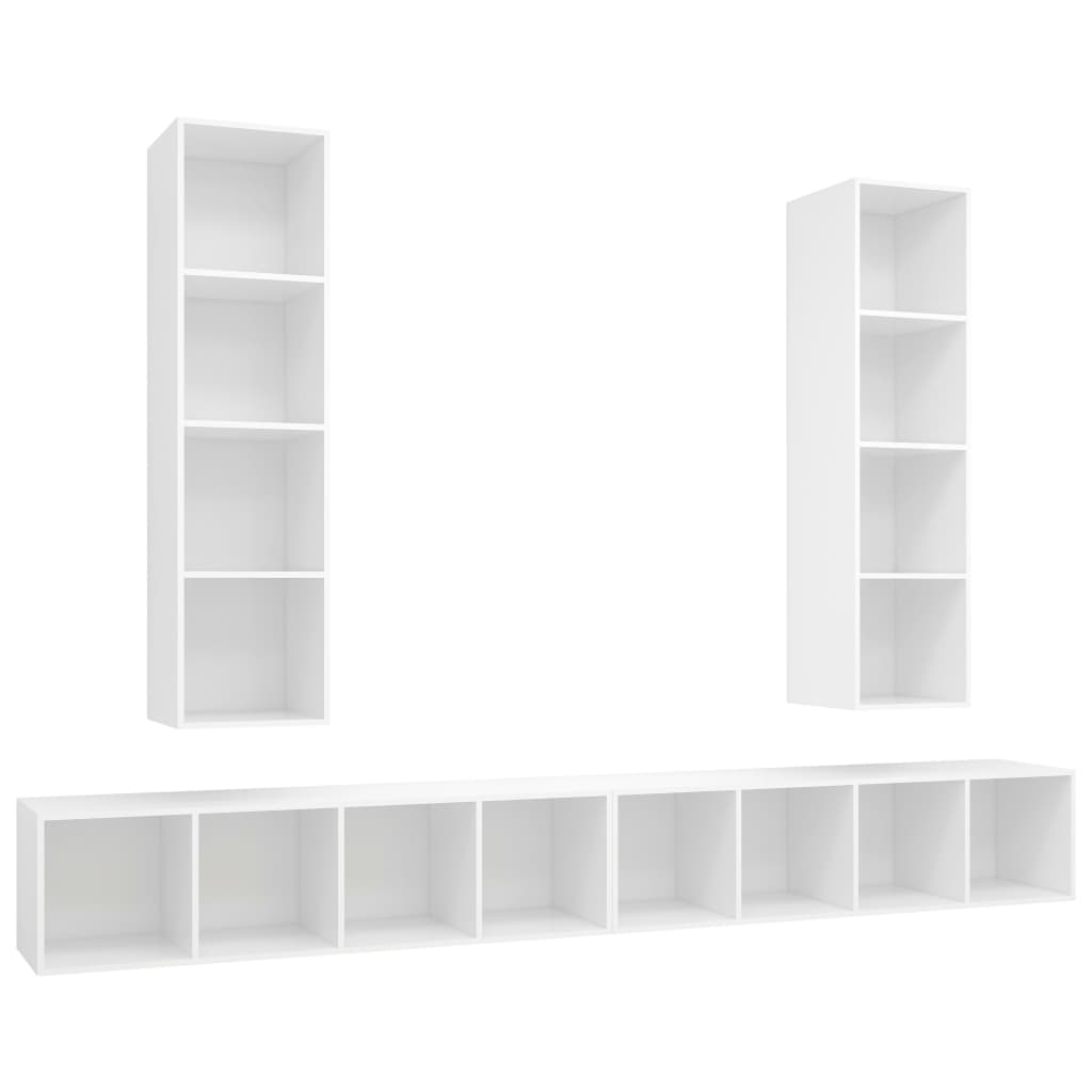 4 db fehér forgácslap falra szerelhető tv-szekrény 4 db fehér forgácslap falra szerelhető tv-szekrény