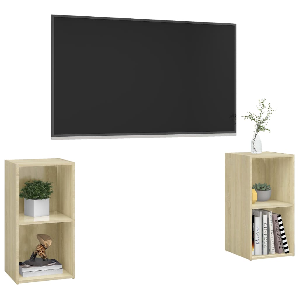 2 db sonoma-tölgyszínű forgácslap tv-szekrény 72 x 35 x 36,5 cm