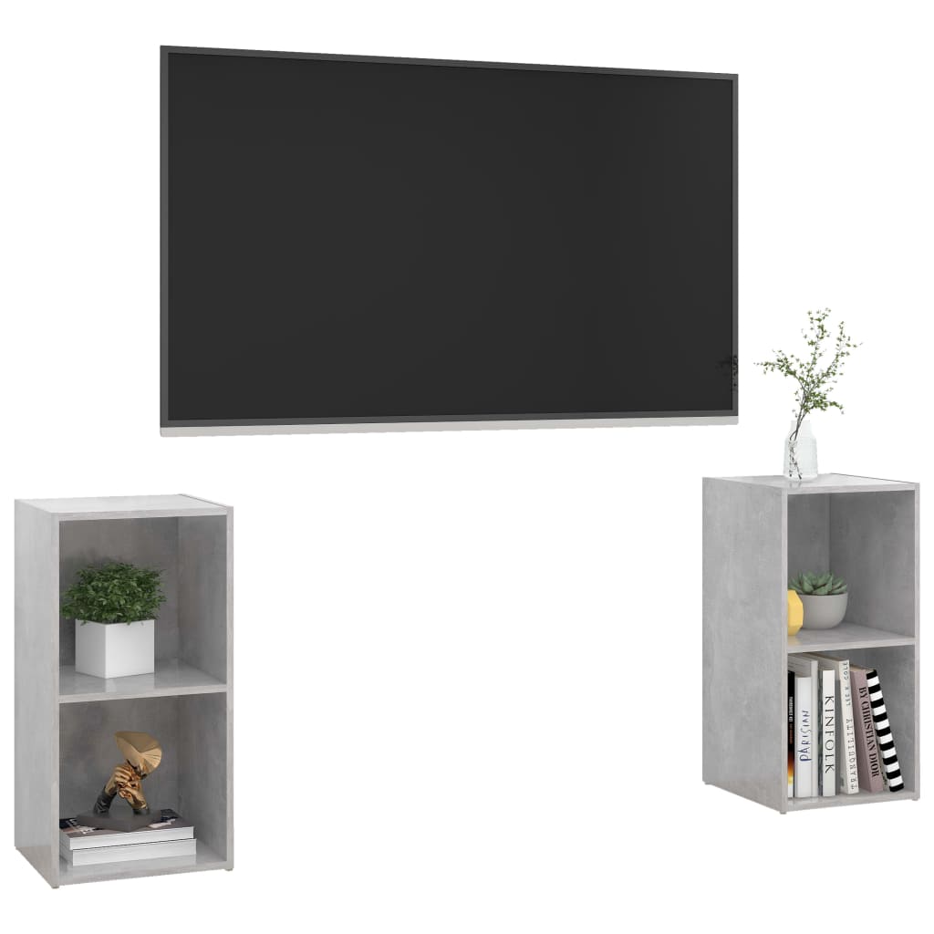 2 db betonszürke forgácslap tv-szekrény 72 x 35 x 36,5 cm 2 db betonszürke forgácslap tv-szekrény 72 x 35 x 36,5 cm