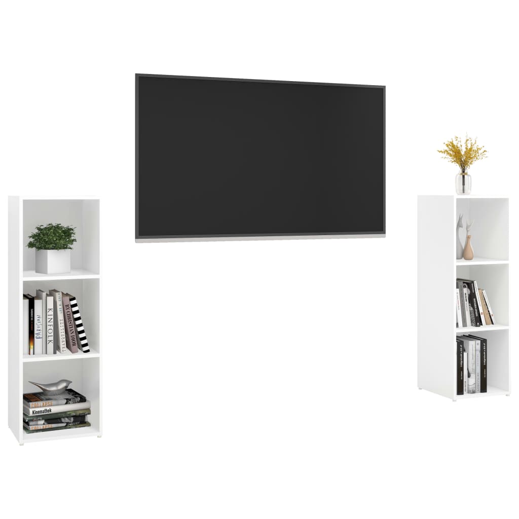 2 db fehér forgácslap tv-szekrény 107 x 35 x 37 cm