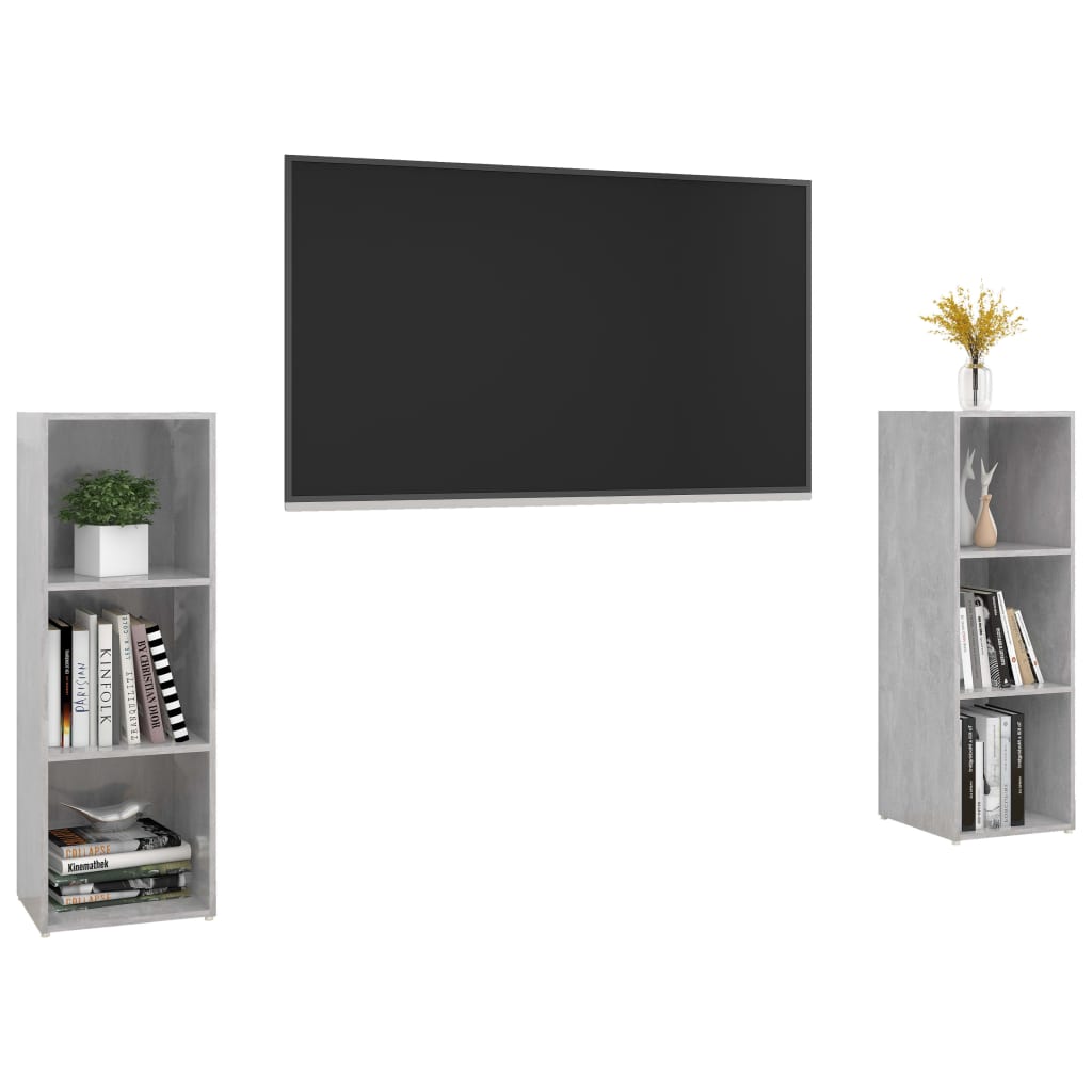 2 db betonszürke forgácslap tv-szekrény 107 x 35 x 37 cm 2 db betonszürke forgácslap tv-szekrény 107 x 35 x 37 cm