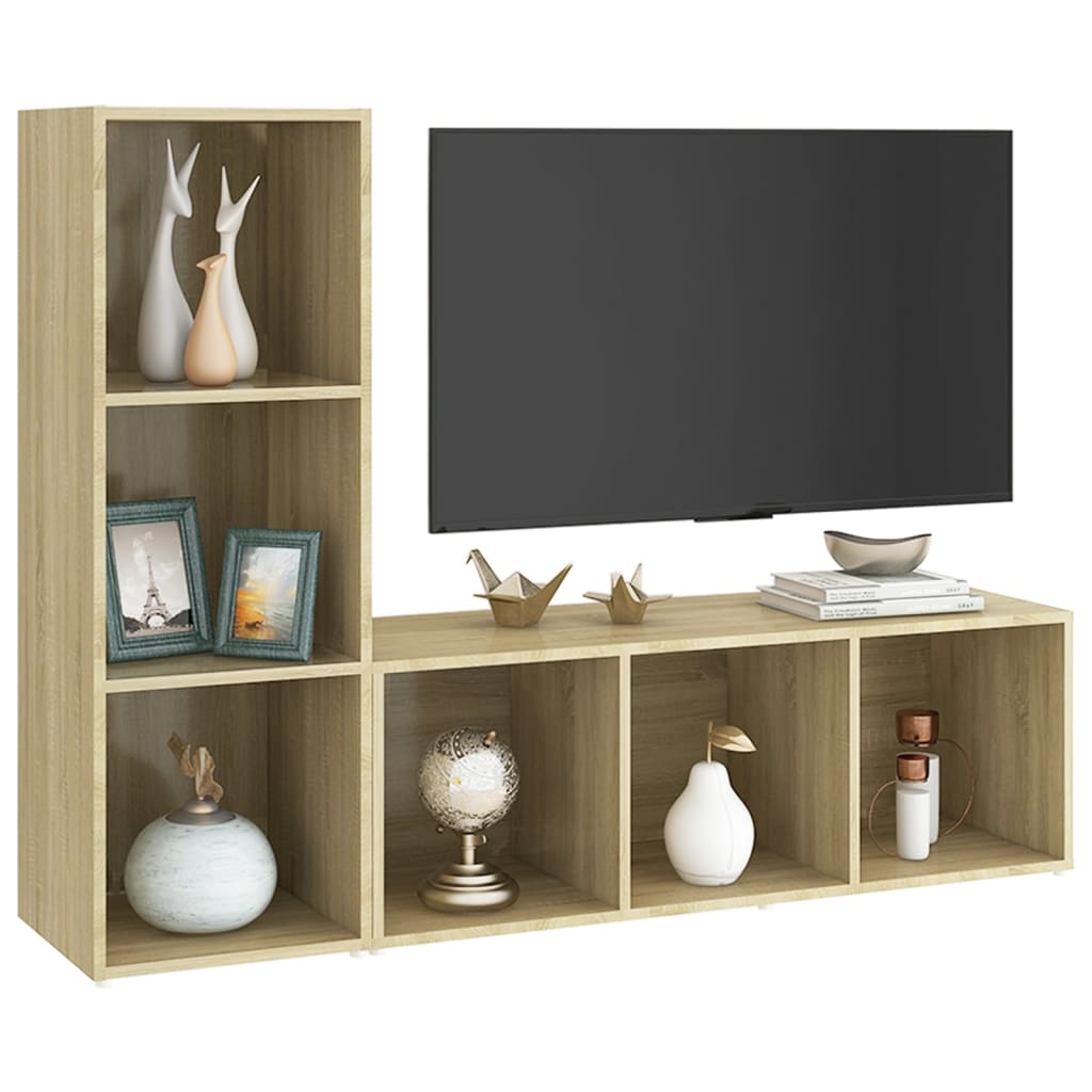 2 db sonoma-tölgyszínű forgácslap tv-szekrény 107 x 35 x 37 cm