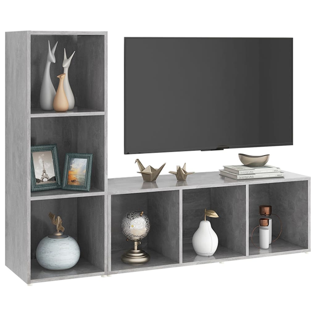2 db betonszürke forgácslap tv-szekrény 107 x 35 x 37 cm 2 db betonszürke forgácslap tv-szekrény 107 x 35 x 37 cm