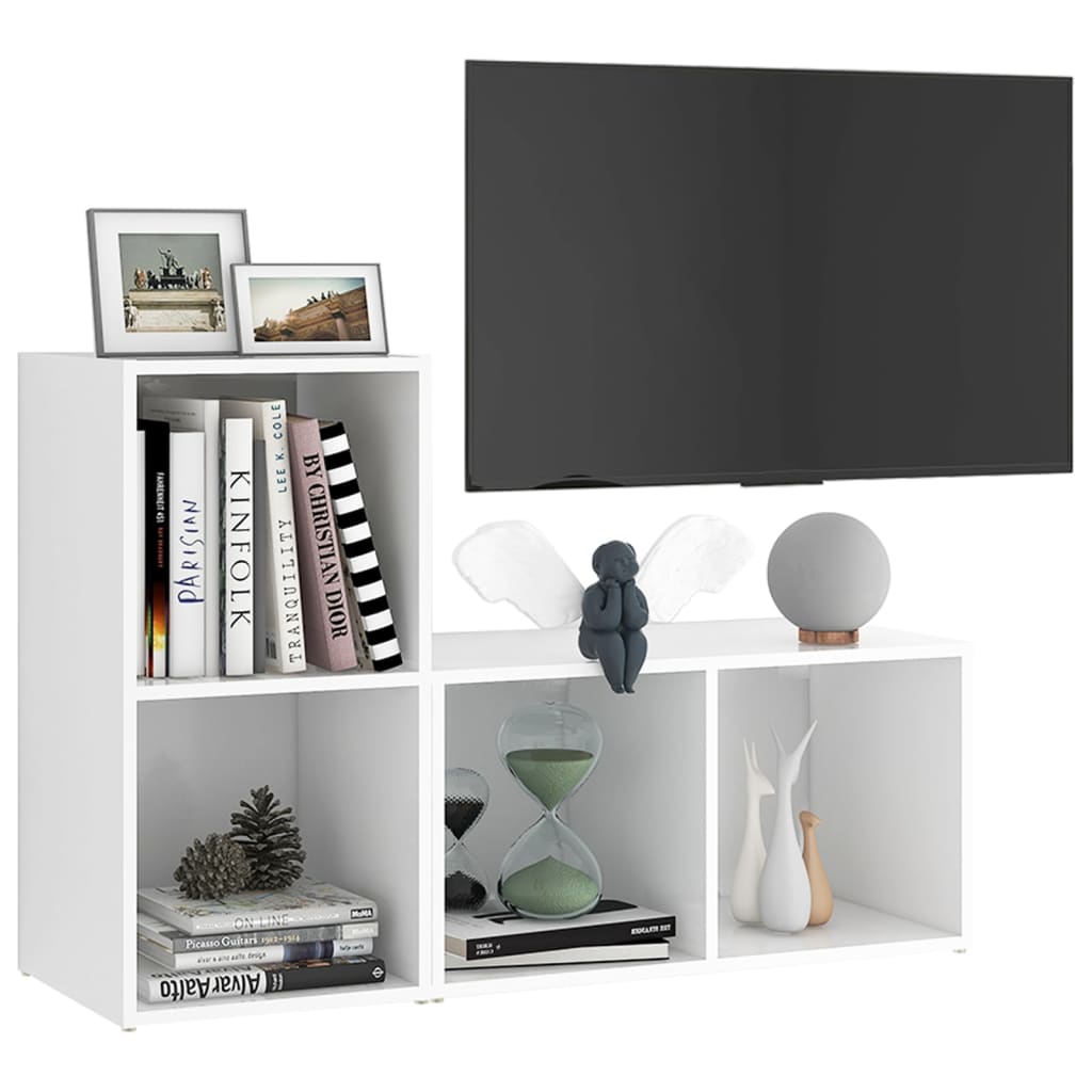 2 db fehér forgácslap tv-szekrény 72 x 35 x 36,5 cm