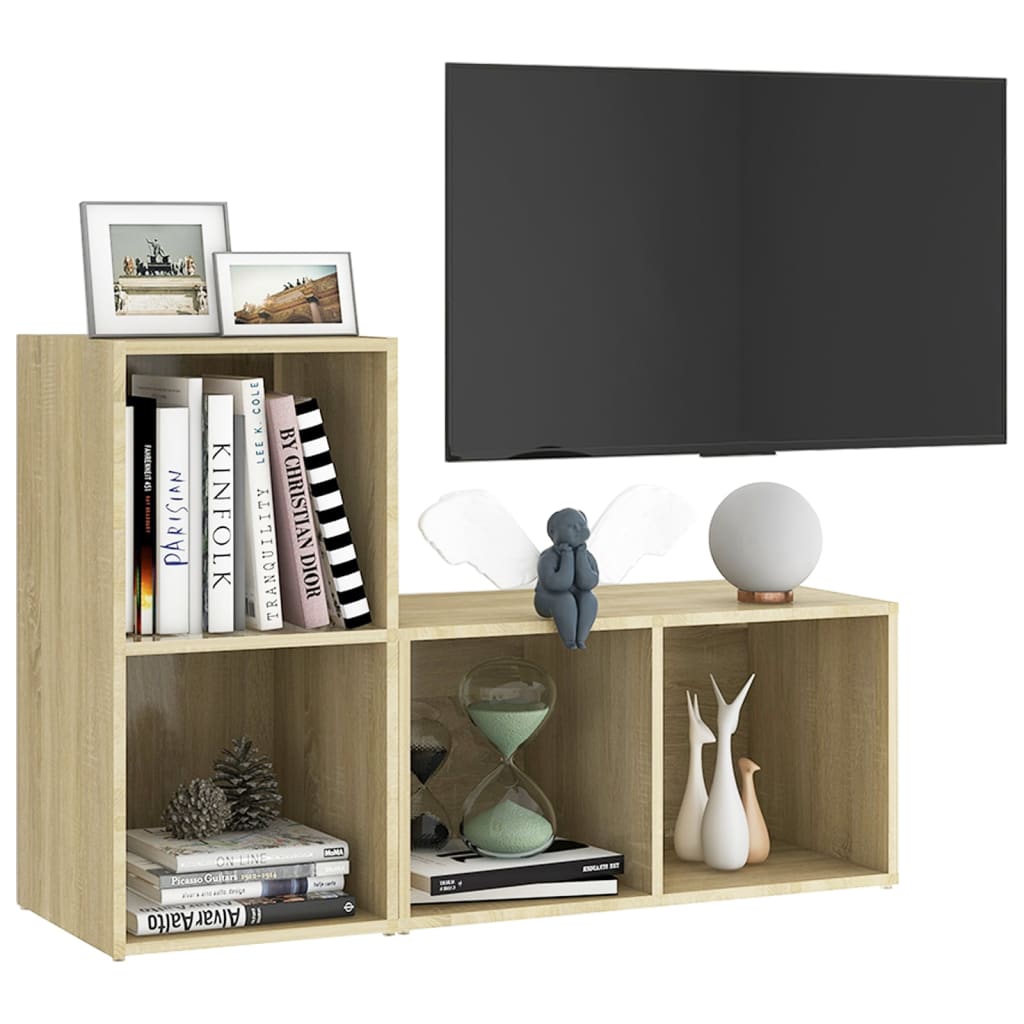 2 db sonoma-tölgyszínű forgácslap tv-szekrény 72 x 35 x 36,5 cm