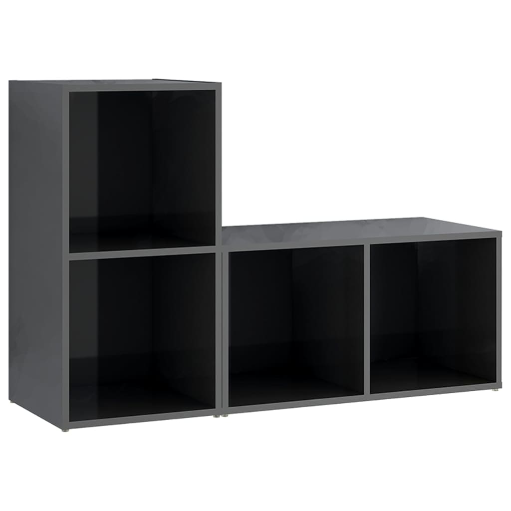 2 db magasfényű szürke forgácslap tv-szekrény 72 x 35 x 36,5 cm