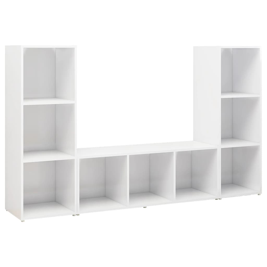 3 db fehér forgácslap tv-szekrény 107 x 35 x 37 cm