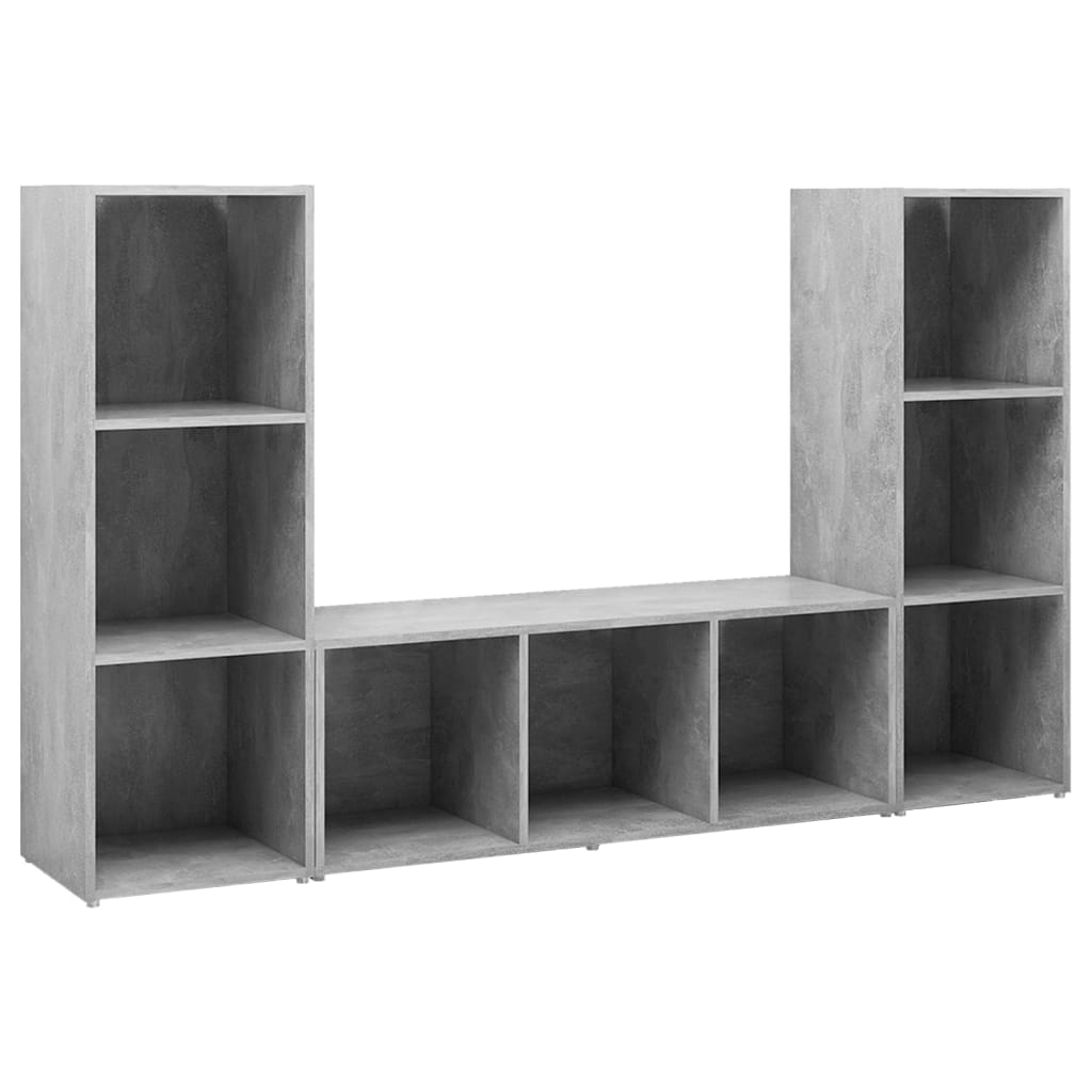 3 db betonszürke forgácslap tv-szekrény 107 x 35 x 37 cm 3 db betonszürke forgácslap tv-szekrény 107 x 35 x 37 cm