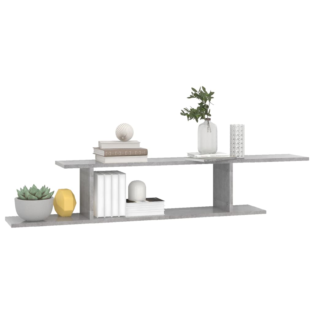 Betonszürke forgácslap fali tv-polc 125 x 18 x 23 cm