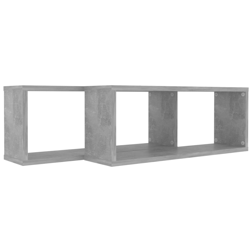 2 db betonszürke forgácslap fali kockapolc 60 x 15 x 23 cm
