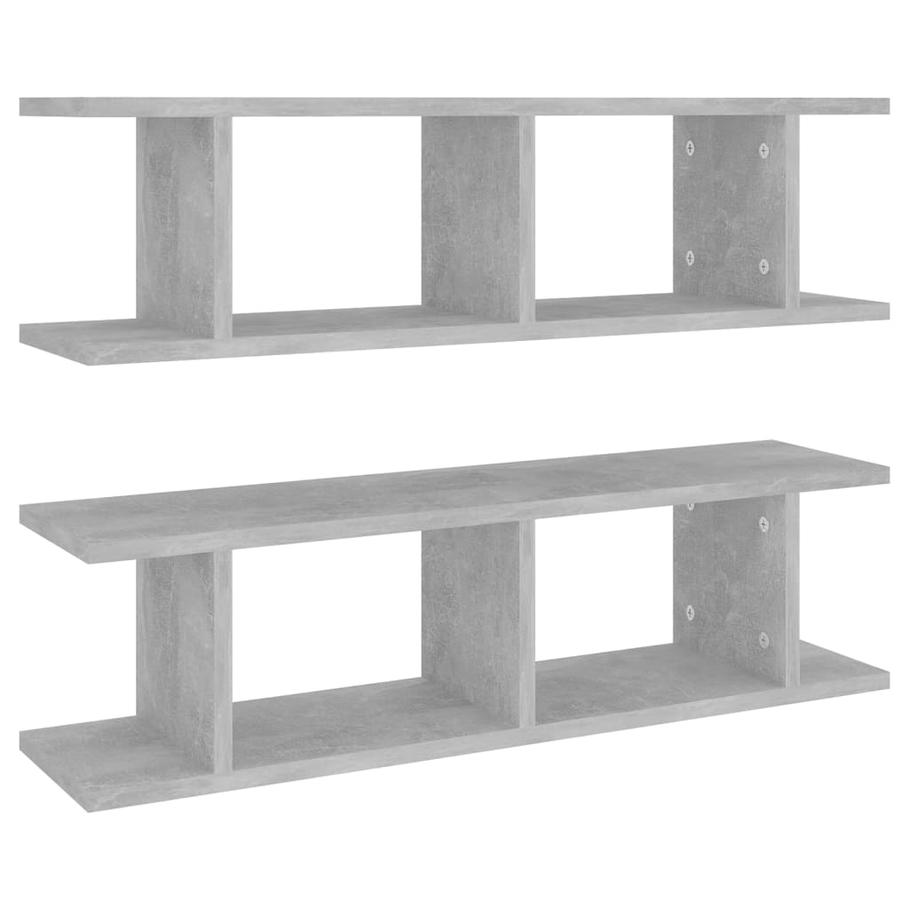 2 db betonszürke forgácslap fali polc 78 x 18 x 20 cm