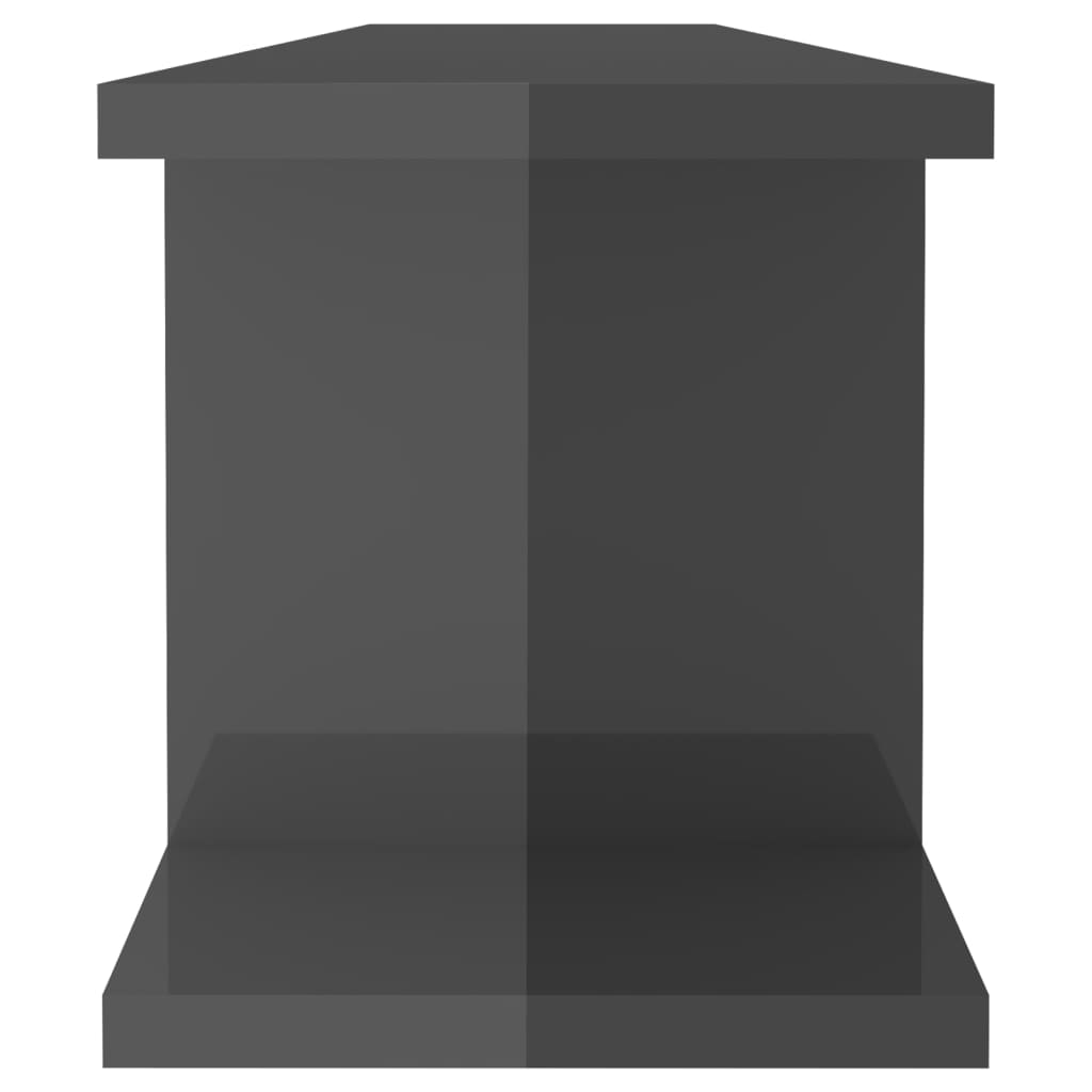 2 db magasfényű szürke forgácslap fali polc 90 x 18 x 20 cm