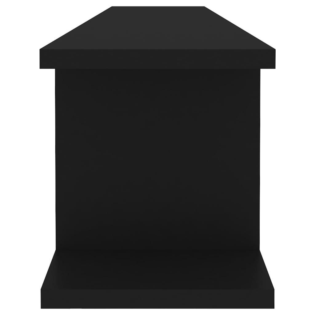 2 db fekete forgácslap fali polc 105 x 18 x 20 cm