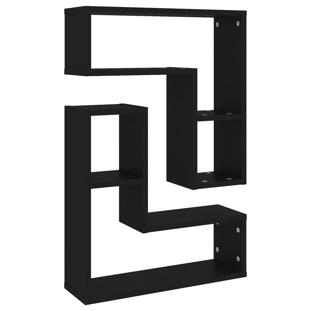 2 db fekete forgácslap fali polc 50 x 15 x 50 cm 2 db fekete forgácslap fali polc 50 x 15 x 50 cm