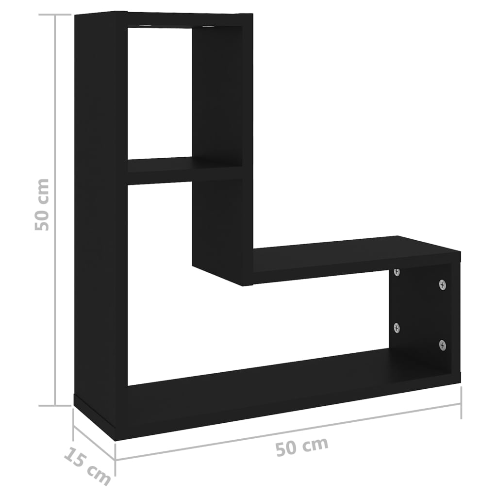 2 db fekete forgácslap fali polc 50 x 15 x 50 cm 2 db fekete forgácslap fali polc 50 x 15 x 50 cm