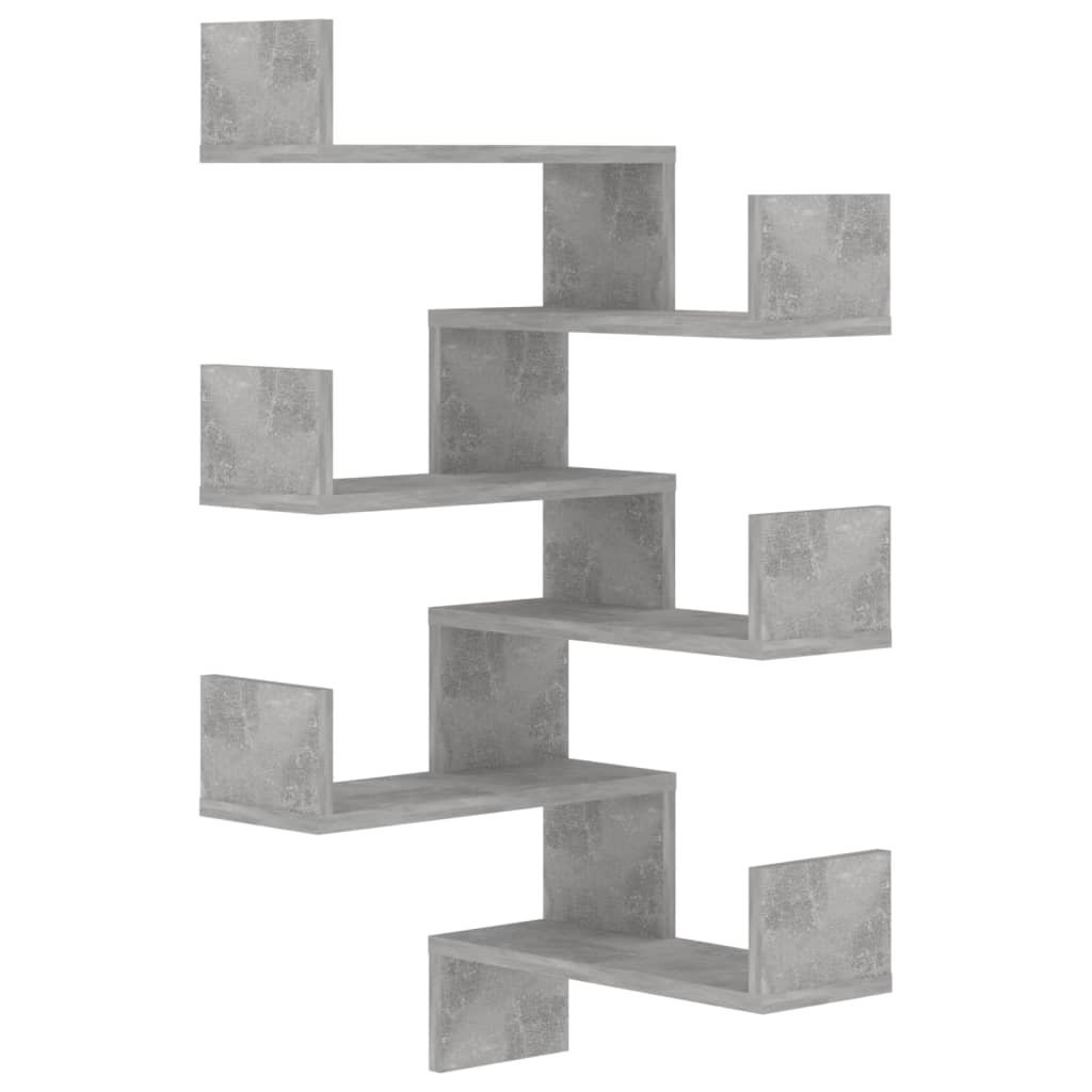 2 db betonszürke forgácslap fali sarokpolc 40 x 40 x 50 cm