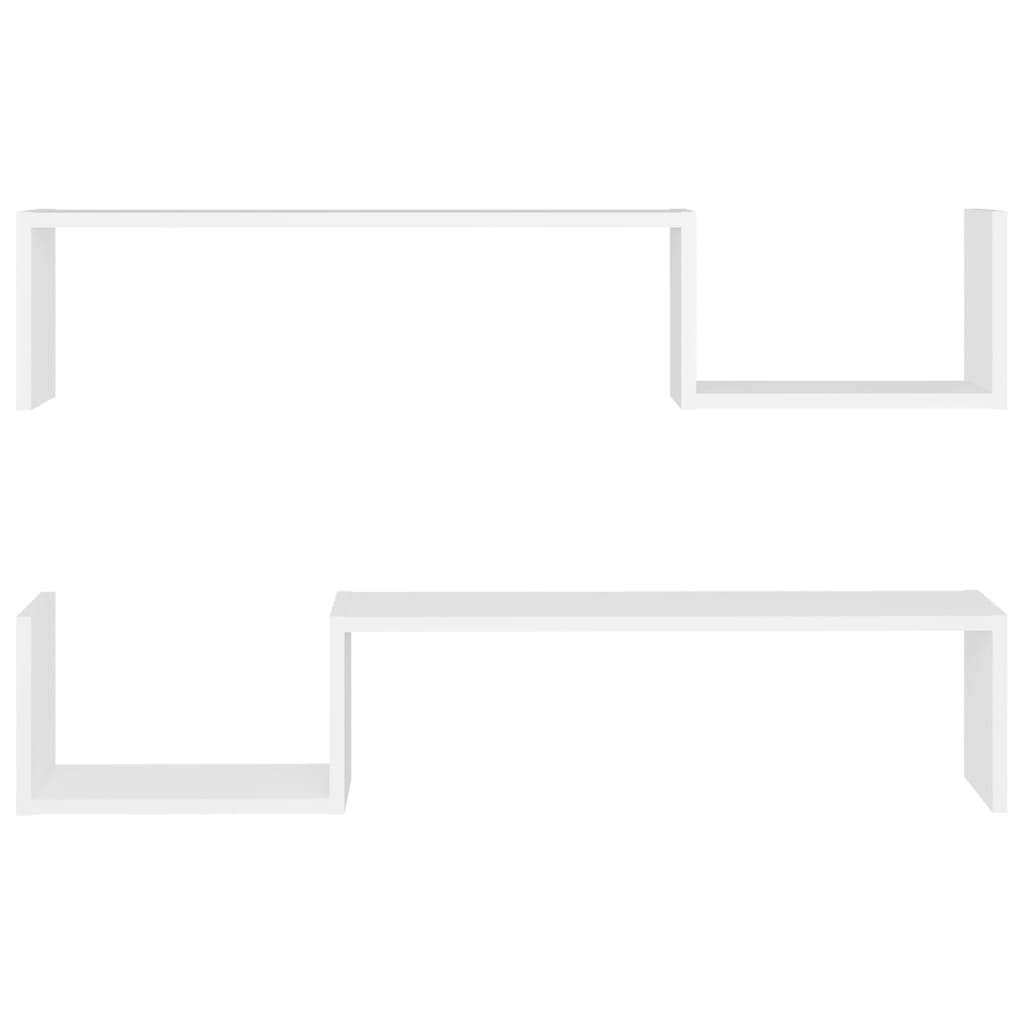 2 db fehér forgácslap fali polc 100 x 15 x 20 cm