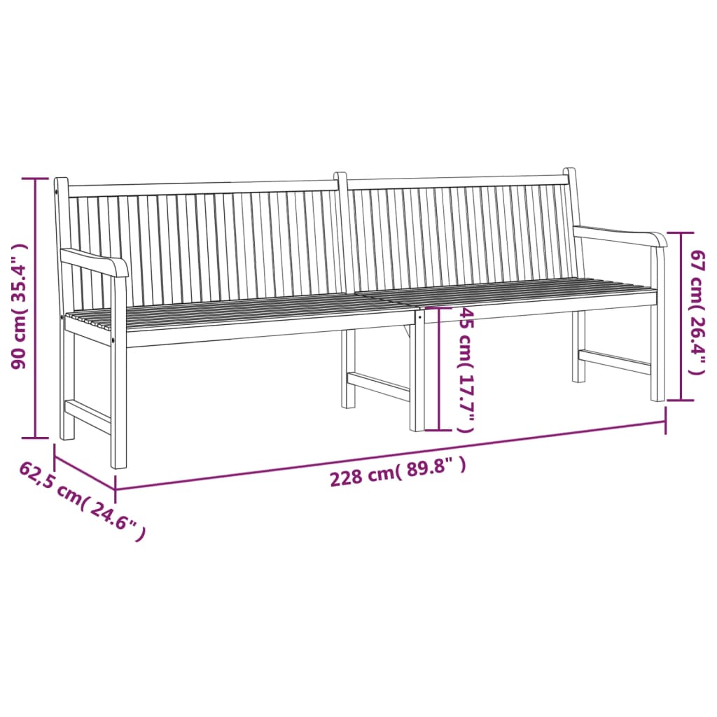 Tömör tíkfa kerti pad 228 cm