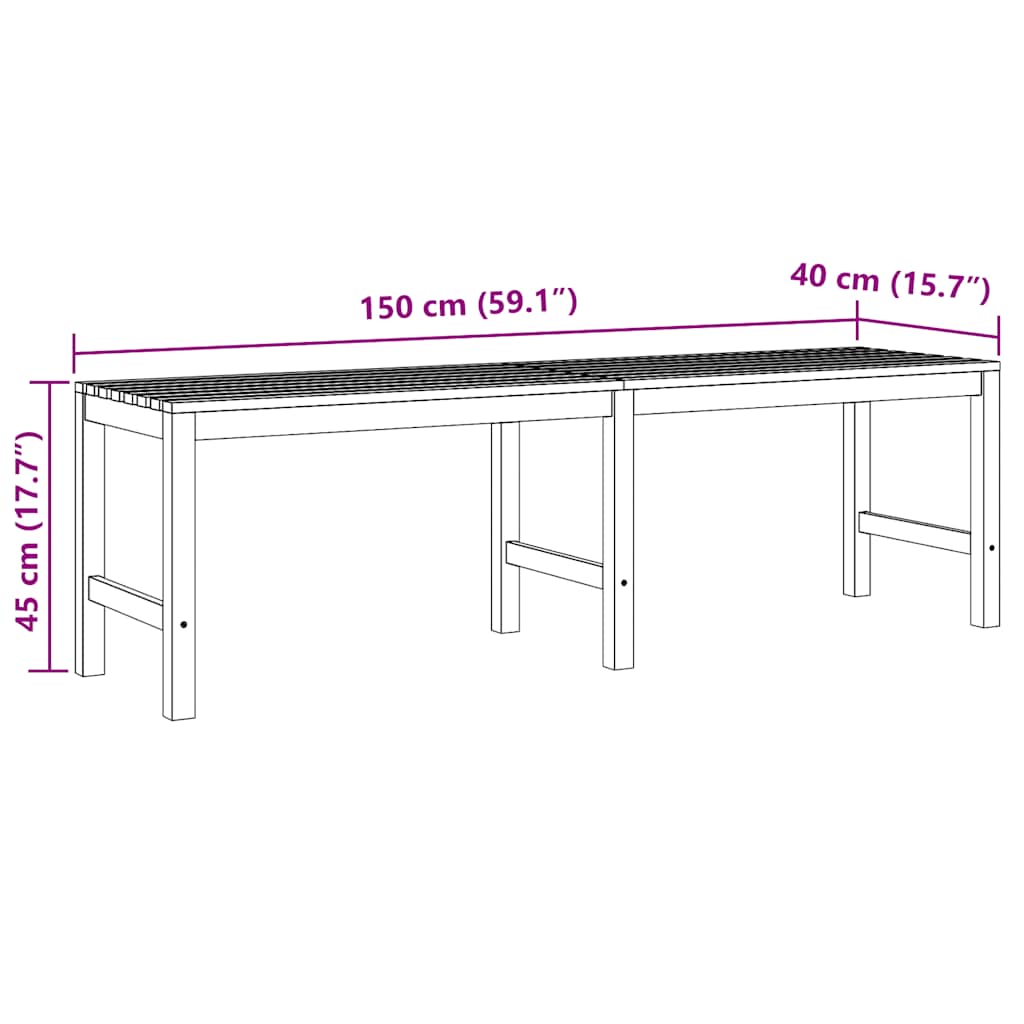 Tömör tíkfa kerti pad 150 cm