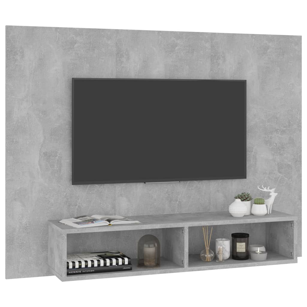 Betonszürke fali forgácslap tv-szekrény 120 x 23,5 x 90 cm