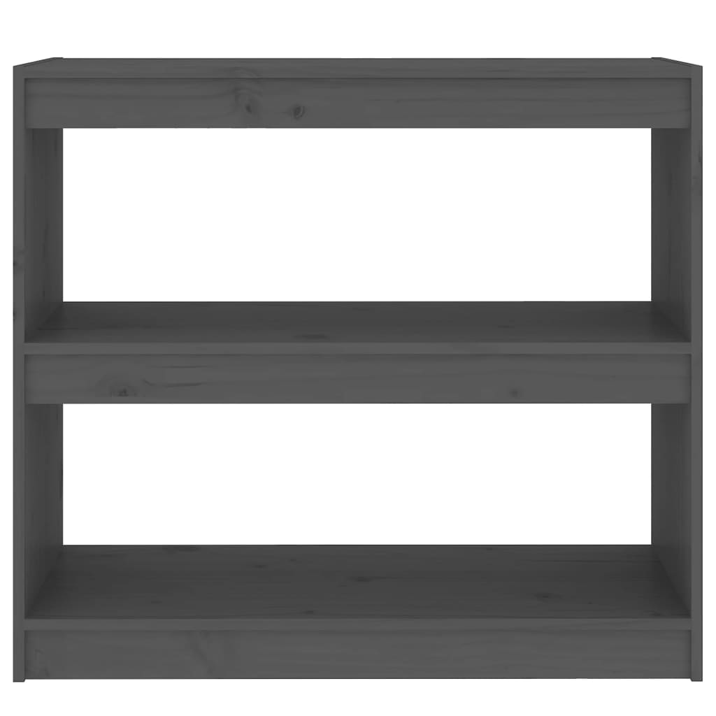 Szürke tömör fenyőfa könyvszekrény/térelválasztó 80x30x71,5 cm