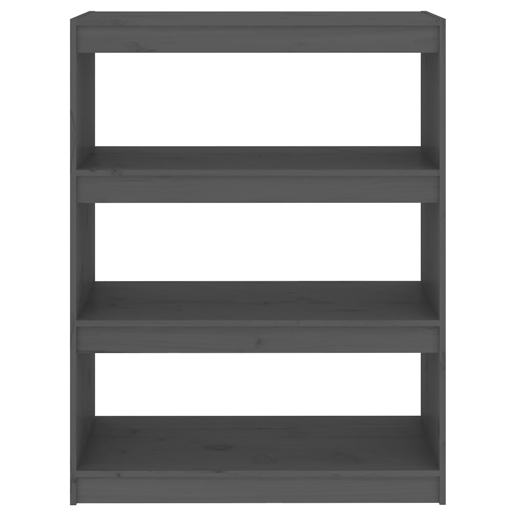 Szürke tömör fenyőfa könyvszekrény/térelválasztó 80x30x103,5 cm