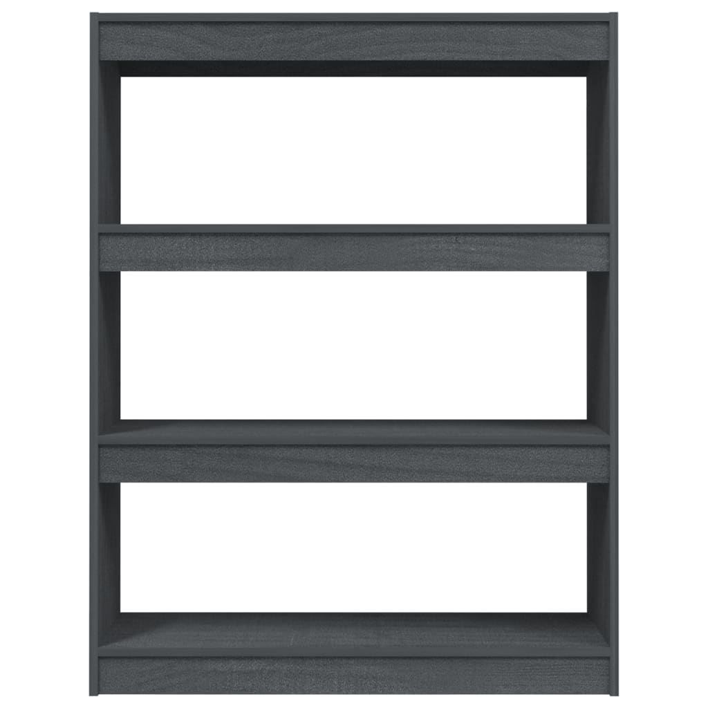 Szürke tömör fenyőfa könyvszekrény/térelválasztó 100 x 30 x 103 cm