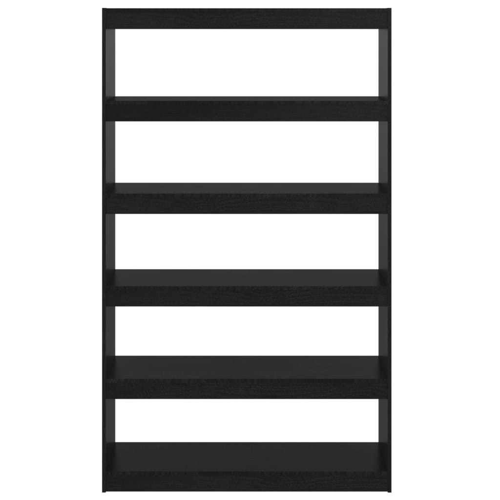 Fekete tömör fenyőfa könyvszekrény/térelválasztó 100x30x167,5cm