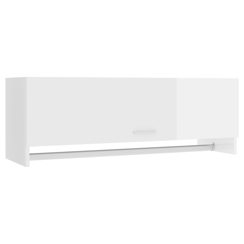 Magasfényű fehér forgácslap ruhásszekrény 100 x 32,5 x 35 cm