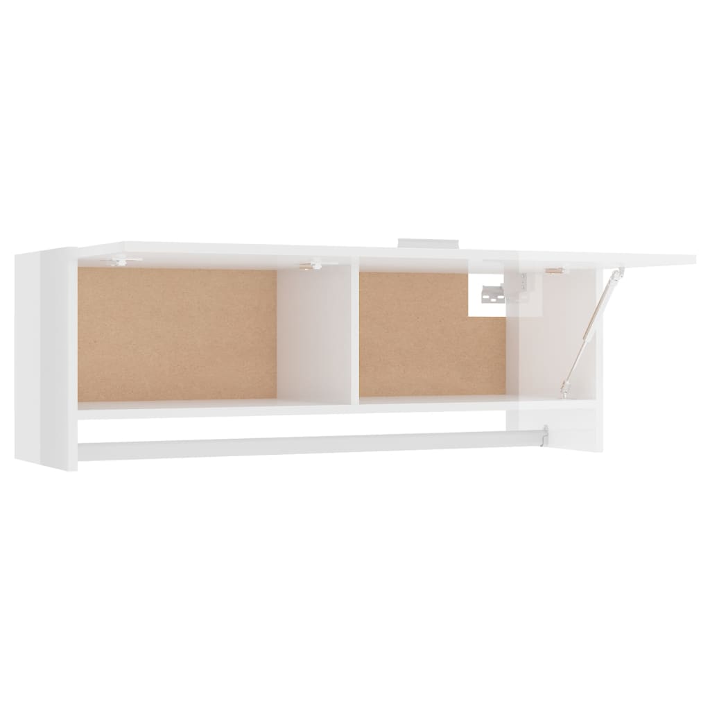 Magasfényű fehér forgácslap ruhásszekrény 100 x 32,5 x 35 cm
