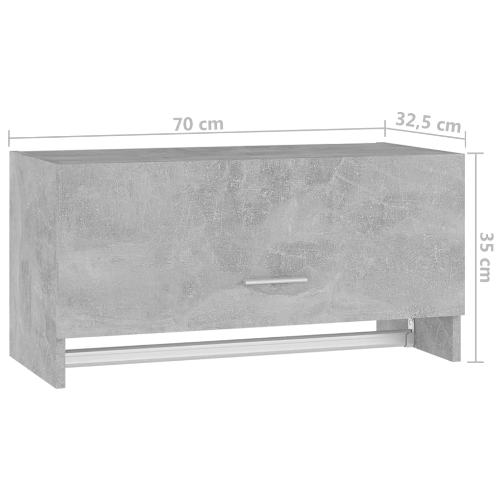 Betonszürke forgácslap ruhásszekrény 70 x 32,5 x 35 cm