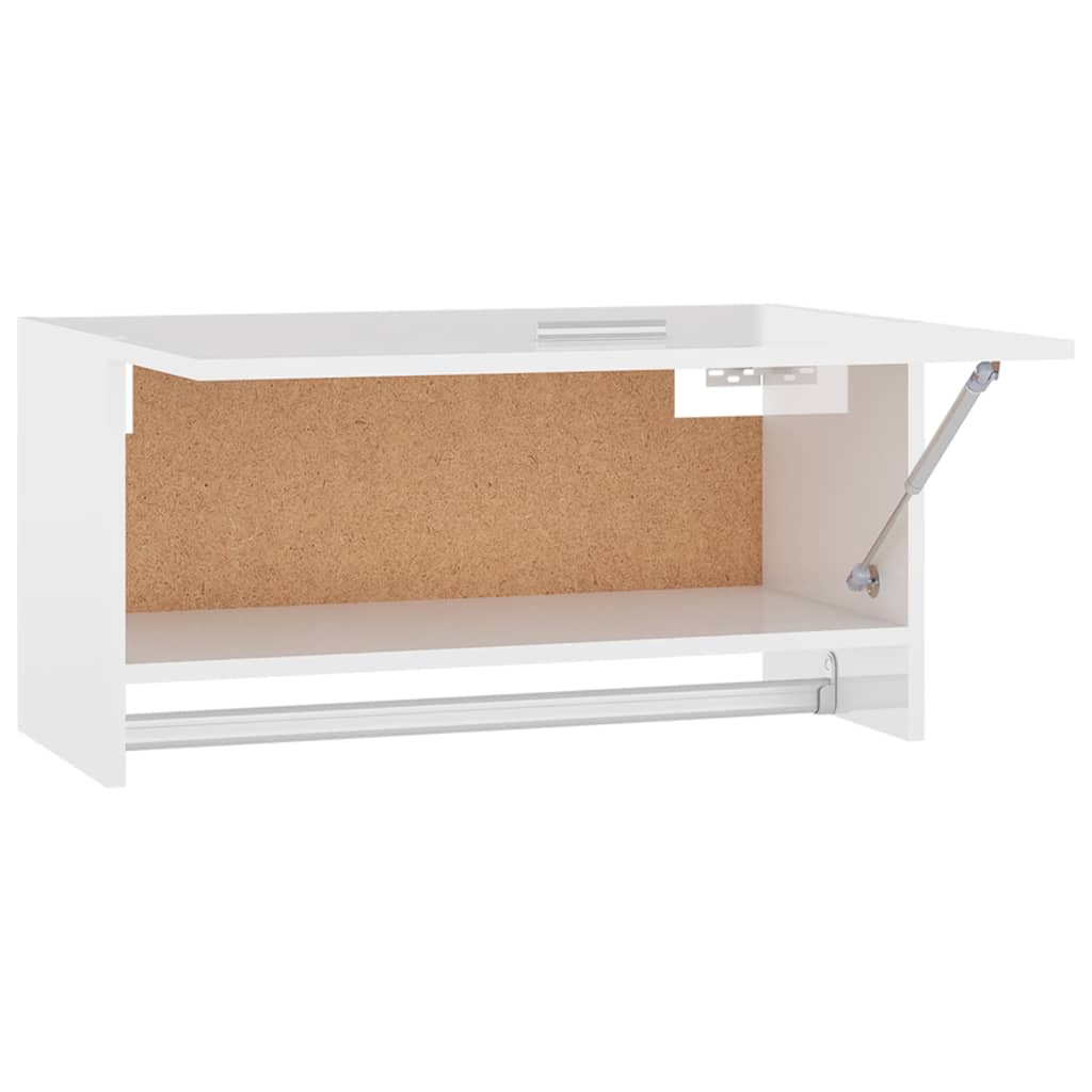 Magasfényű fehér forgácslap ruhásszekrény 70 x 32,5 x 35 cm