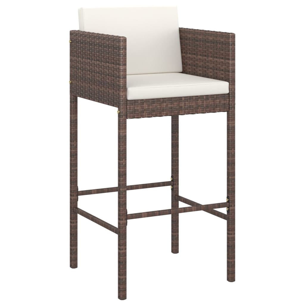 2 db barna polyrattan bárszék párnával 2 db barna polyrattan bárszék párnával