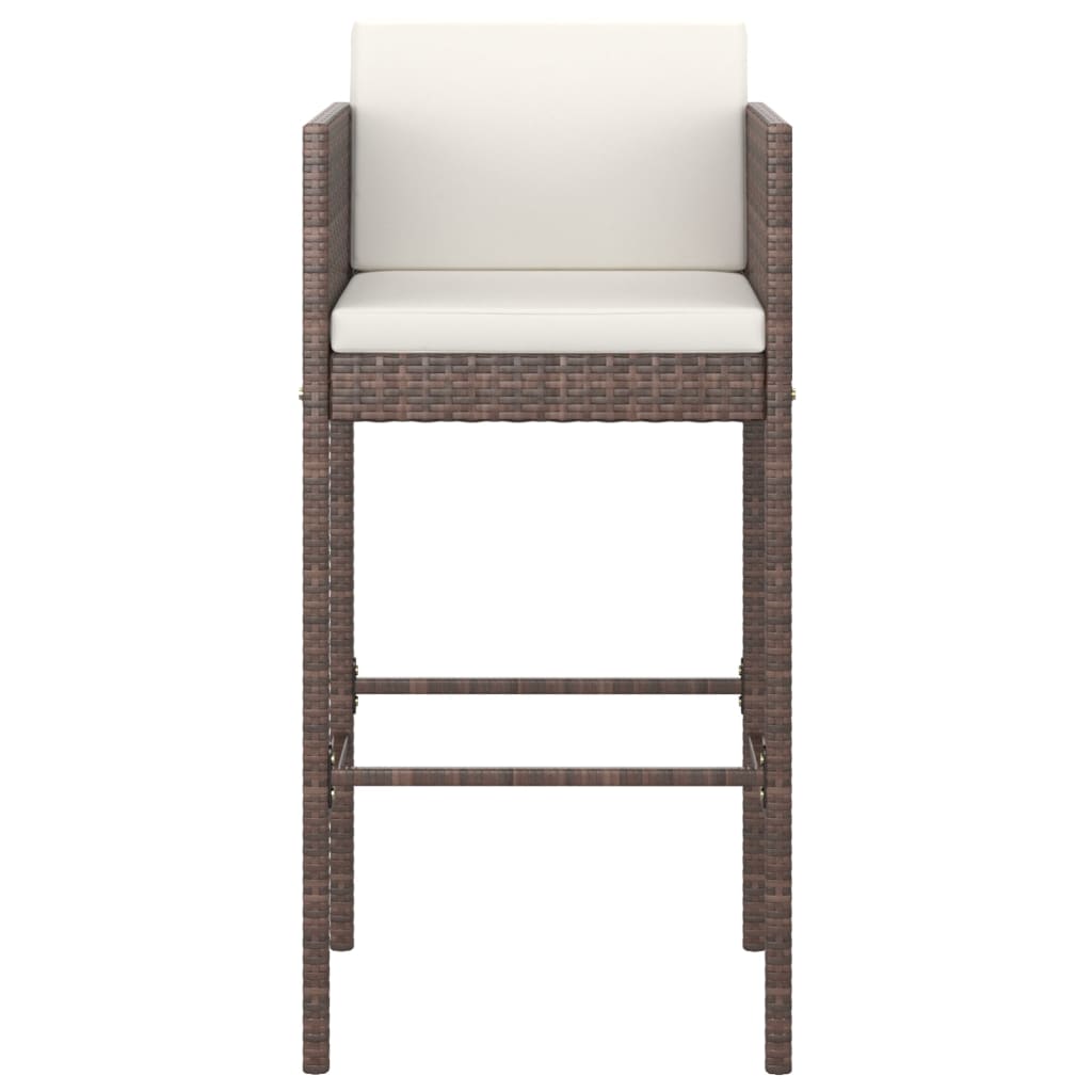 2 db barna polyrattan bárszék párnával 2 db barna polyrattan bárszék párnával